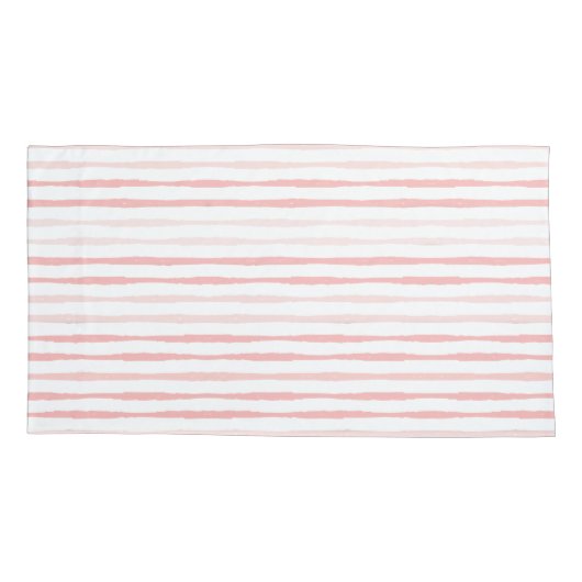 Serenity Romantic Pink Striped King Kussensloop (Achterkant-Links)