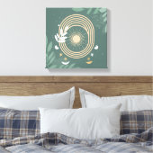 Serenity Sage: Boho minimalisme Canvas Afdruk (Insitu (Slaapkamer))