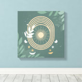 Serenity Sage: Boho minimalisme Canvas Afdruk (Insitu (Houten vloer))