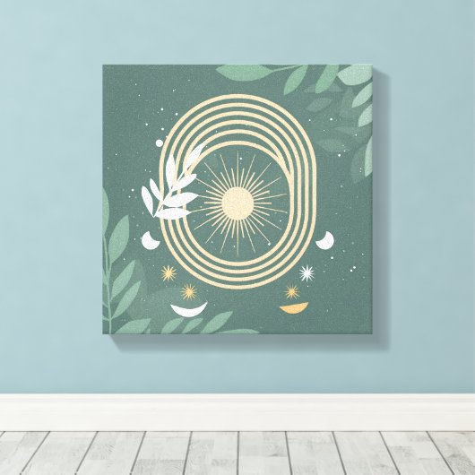 Serenity Sage: Boho minimalisme Canvas Afdruk (Insitu (Houten vloer))