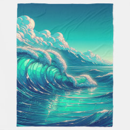 Serenity Seascape: Ocean's Embrace Fleece Deken