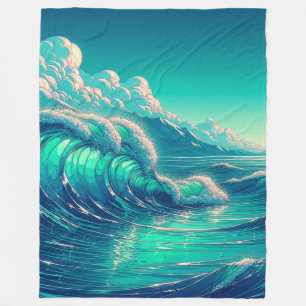 Serenity Seascape: Ocean's Embrace Fleece Deken