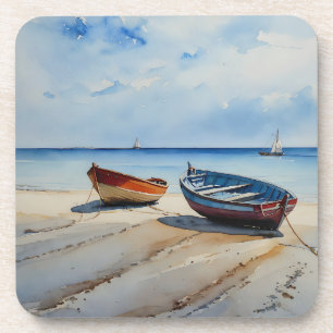 "Serenity Shores" Een rustgevend aquarel zeegezich Bier Onderzetter