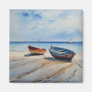 "Serenity Shores" Een rustgevend aquarel zeegezich Magneet