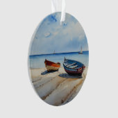"Serenity Shores" Een rustgevend aquarel zeegezich Ornament (voorkant)