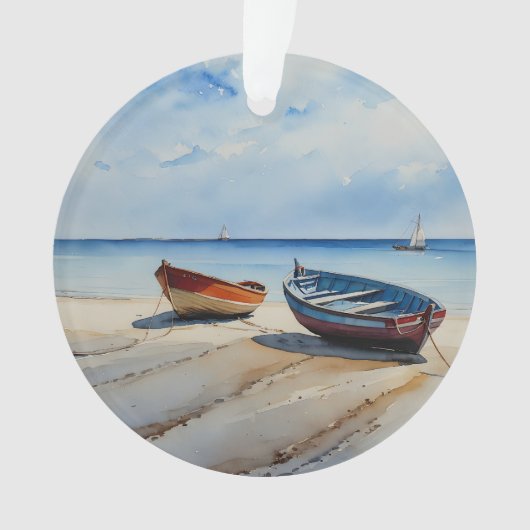 "Serenity Shores" Een rustgevend aquarel zeegezich Ornament (voorkant)