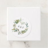Serenity Simplistic Greenery Geometric Wedding Bedankjes Labels (In situ)