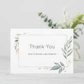 Serenity Simplistic Greenery Geometric Wedding Bedankkaart (Staand voorkant)