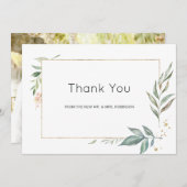 Serenity Simplistic Greenery Geometric Wedding Bedankkaart (Voorkant / Achterkant)