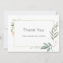 Serenity Simplistic Greenery Geometric Wedding Bedankkaart