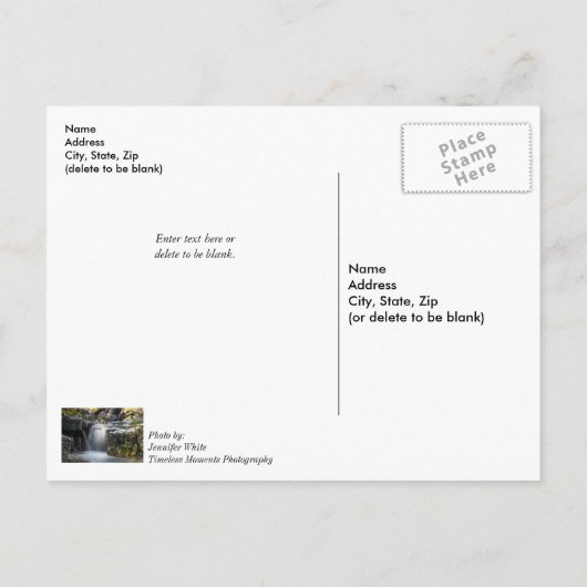 Serenity Spa Falls Beterschap Ansichtkaart Briefkaart (Achterkant)