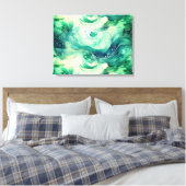Serenity Splash: Abstracte Waterverf Canvas Afdruk (Insitu (Slaapkamer))