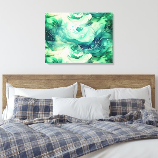 Serenity Splash: Abstracte Waterverf Canvas Afdruk (Insitu (Slaapkamer))