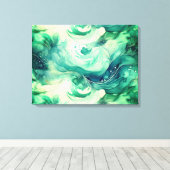 Serenity Splash: Abstracte Waterverf Canvas Afdruk (Insitu (Houten vloer))