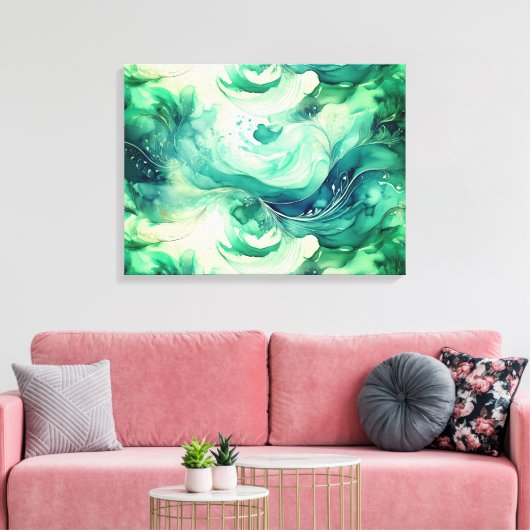 Serenity Splash: Abstracte Waterverf Canvas Afdruk (Insitu (Woonkamer))