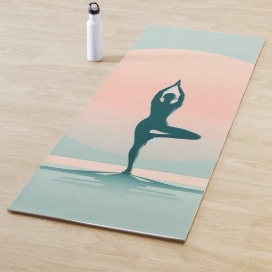Serenity Sunrise Yoga Mat - Tranquil Tree Pose (In situ)