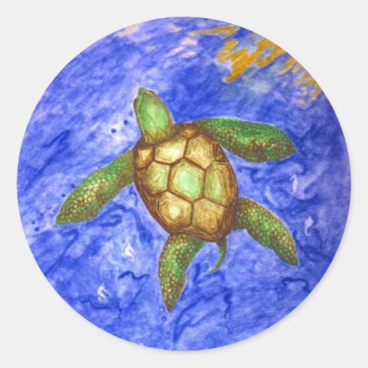 Serenity Turtle Ronde Sticker (Voorkant)