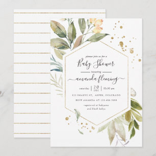 Serenity Watercolor Groenery Geometrische Baby Sho Kaart
