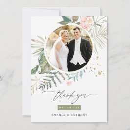 Serenity Waterverf Greenery Geometric Wedding Bedankkaart