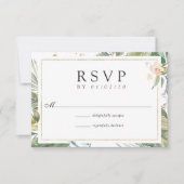 Serenity Waterverf Greenery Geometric Wedding RSVP Kaartje (Voorkant)