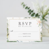 Serenity Waterverf Greenery Geometric Wedding RSVP Kaartje (Staand voorkant)