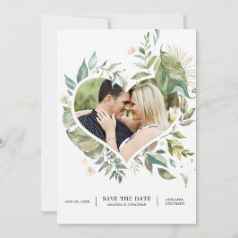 Serenity Waterverf Greenery Geometric Wedding Save The Date