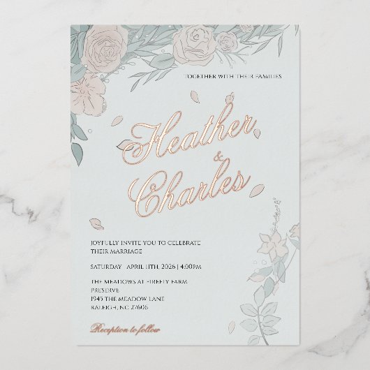Serenity Wedding Invitation Folie Uitnodiging (Voorkant)