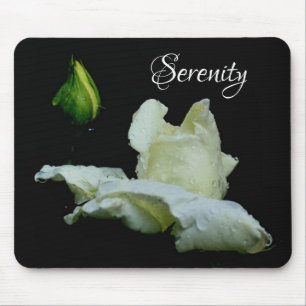 Serenity White Rosebud Inspirerend Words Muismat