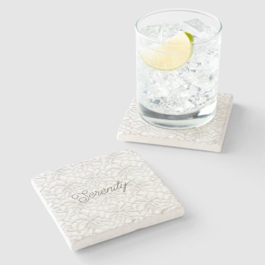 Serenity Witte Koraal Stenen Onderzetter (Zijkant)