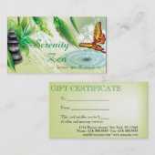 Serenity Zen Gift Certificate Visitekaartje Kortingskaartje (Voorkant / Achterkant)