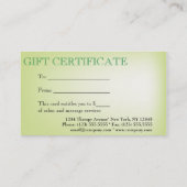 Serenity Zen Gift Certificate Visitekaartje Kortingskaartje (Achterkant)