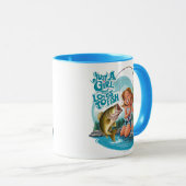 Serenitys Catch: Meisje Gevist op een rots Mok (Voorkant rechts)