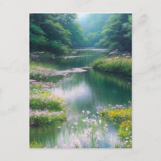 Serenity's Flow, Lazy River in the Forest Briefkaart (Voorkant)