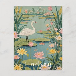 Serenity's Grace: Lily Pond Swan Briefkaart