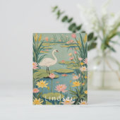 Serenity's Grace: Lily Pond Swan Briefkaart (Staand voorkant)