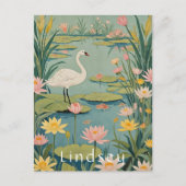 Serenity's Grace: Lily Pond Swan Briefkaart (Voorkant)