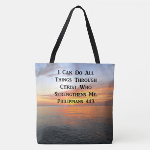 SERENSUNRISE PHILIPPIANS 4:13 FOTO SCRIPTURE TOTE BAG