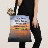 SERENSUNRISE PHILIPPIANS 4:13 FOTO SCRIPTURE TOTE BAG (Dichtbij)
