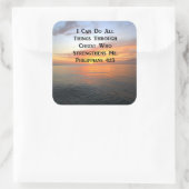 SERENSUNRISE PHILIPPIANS 4:13 FOTO SCRIPTURE VIERKANTE STICKER (Tas)