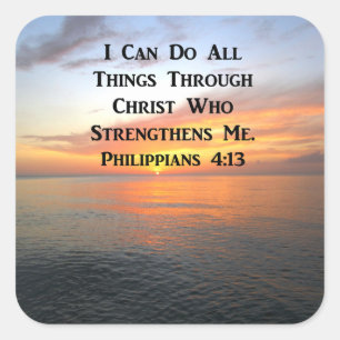 SERENSUNRISE PHILIPPIANS 4:13 FOTO SCRIPTURE VIERKANTE STICKER