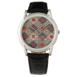 SERESHKI COLLECTIE Roos & Leopard Horloge BLK 34mm
