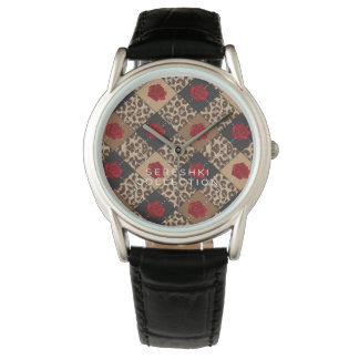 SERESHKI COLLECTIE Roos & Leopard Horloge BLK 34mm