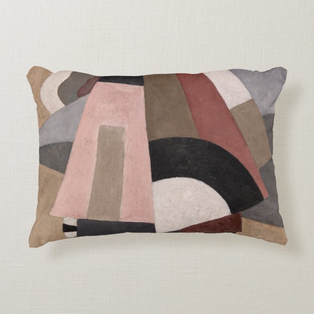Serge Charchoune Compositie Cubistisch Aardtint Accent Kussen (Voorkant)
