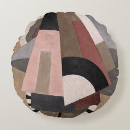 Serge Charchoune Compositie Cubistisch Aardtint Rond Kussen