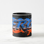 Serge Vorname Name Graffiti blue orange Tasse Mok (Midden)