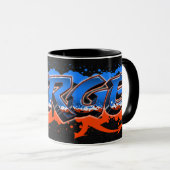 Serge Vorname Name Graffiti blue orange Tasse Mok (Voorkant rechts)
