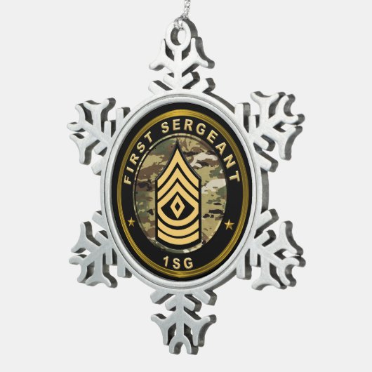 Sergeant der 1e klasse Eerste sergeant Tin Sneeuwvlok Ornament (Rechts)