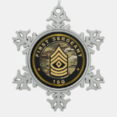 Sergeant der 1e klasse Eerste sergeant Tin Sneeuwvlok Ornament (Voorkant)