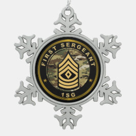 Sergeant der 1e klasse Eerste sergeant Tin Sneeuwvlok Ornament