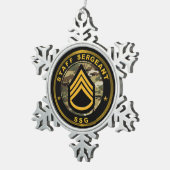 Sergeant der Eerste Klasse E-6 Tin Sneeuwvlok Ornament (Rechts)
